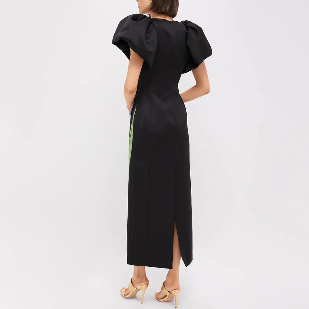 3D Black Flower Dress
