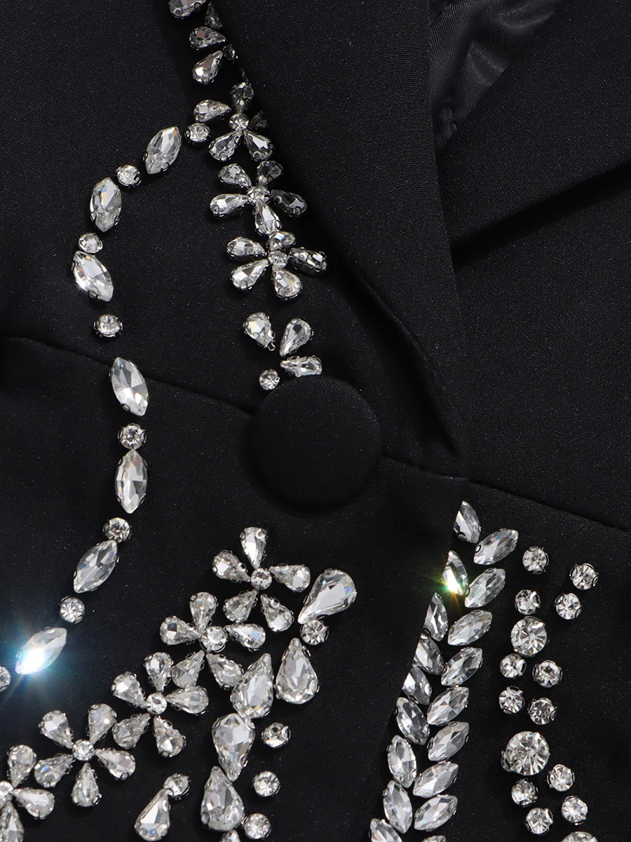 Solid Hollow Out Diamonds Elegant Blazers