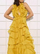 Spliced Ruffles Folds  Dresses