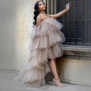 Puffy Tiered Tulle Long Dresses