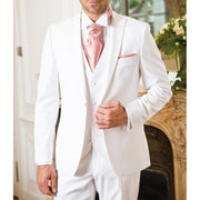 White Formal Groom Tuxedo for Wedding Peaked Lapel 3 Piece Prom Men Suits with Pants Vest Male Fashion Jacket Latest Style