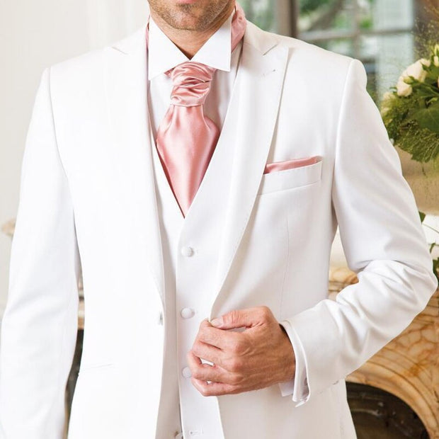 White Formal Groom Tuxedo for Wedding Peaked Lapel 3 Piece Prom Men Suits with Pants Vest Male Fashion Jacket Latest Style