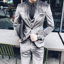 Trendy Silver Velvet Men Suits