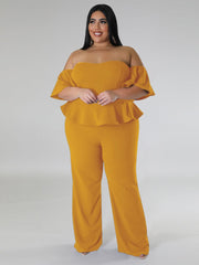 Plus Size Ruffle Jumpsuits