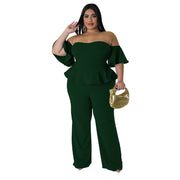 Plus Size Ruffle Jumpsuits