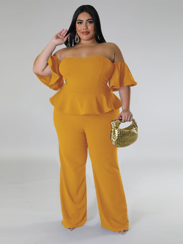 Plus Size Ruffle Jumpsuits