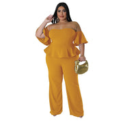 Plus Size Ruffle Jumpsuits