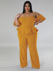 Plus Size Ruffle Jumpsuits