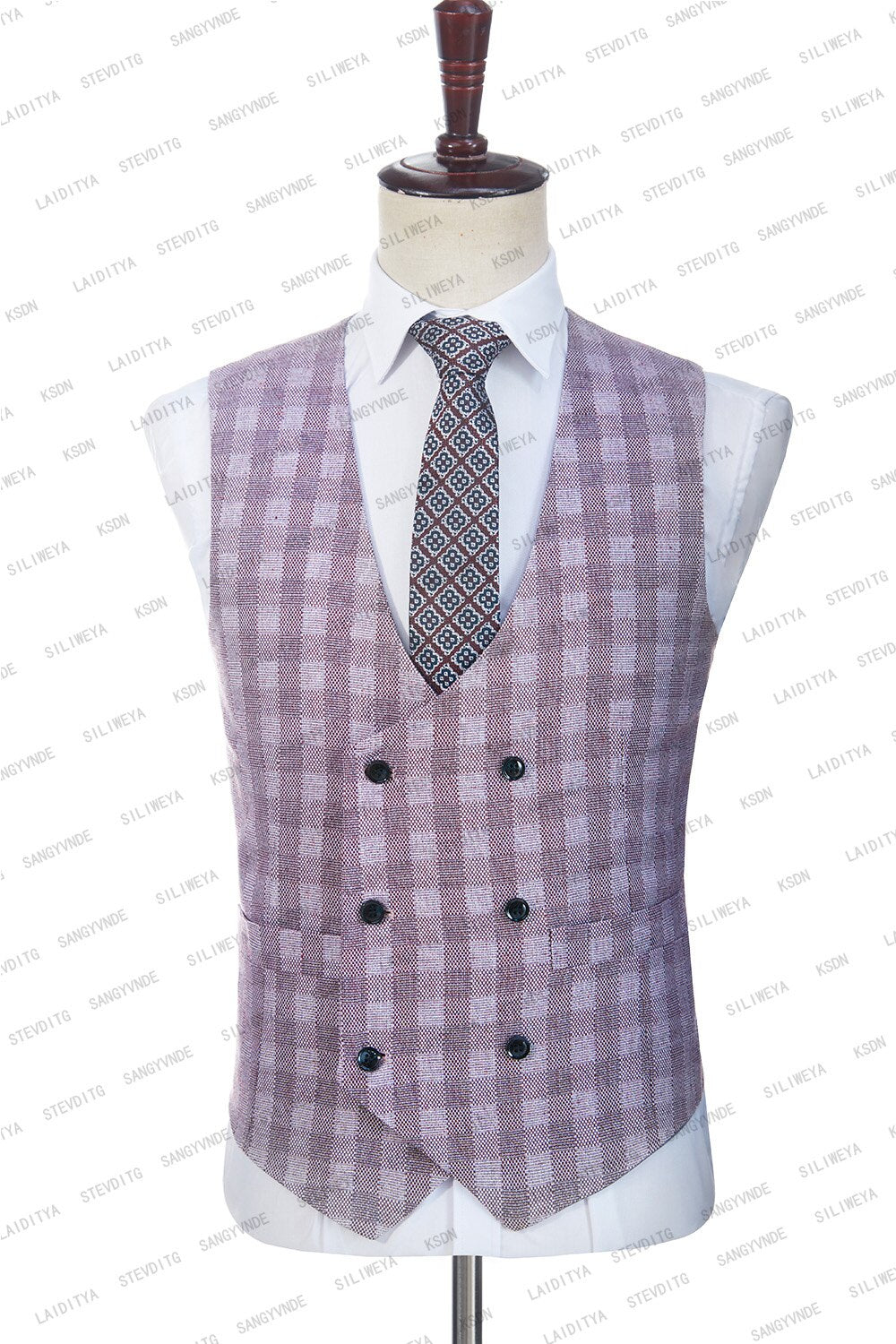 Men Suit 3 Pieces Slim Fit Formal Business Blazer Linen Notched Lapel Light Purple Wedding Groom Tuxedo 2023