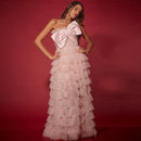 Strapless Pink Ruffled Dress