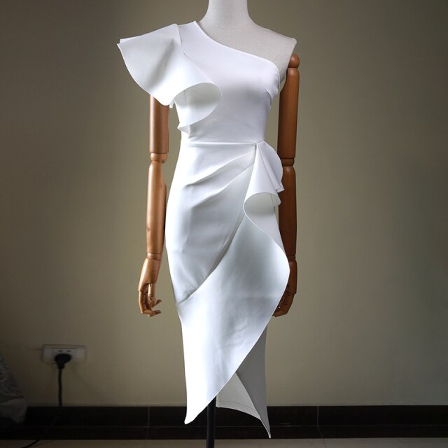 Asymmetrical Patchwork Ruffle Dress