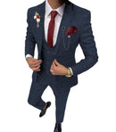 Men's  Suit Plaid Blue 3 Piece Beige Men's  Slim Fit Dress Suit Fashion Plaid Checked Blue Purple for Wedding (Jacket+Pant+Vest)