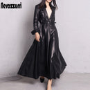 Plus Size Maxi Leather Trench Coat